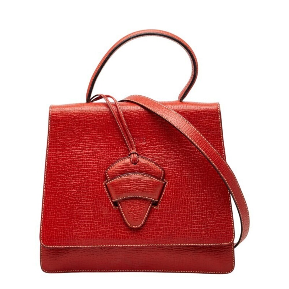 Loewe Barcelona 2way Shoulder Bag Red Leather